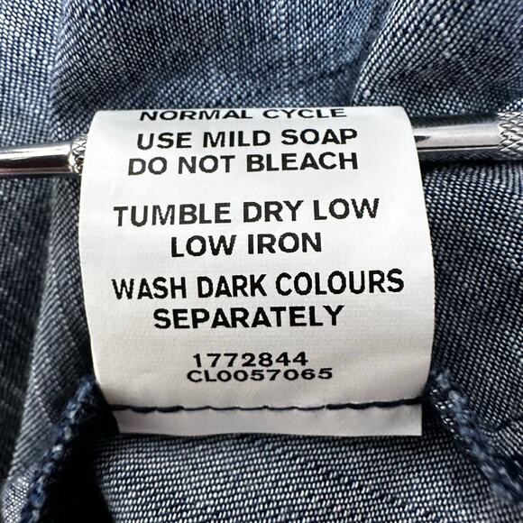 eShakti Custom Chambray Dress Womens A-Line Pockets Milkmaid Sleeveless Blue - Picture 7 of 8